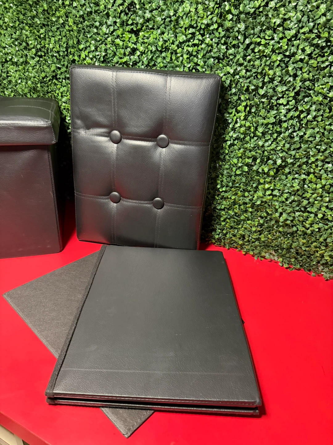 Bsketa Black Faux Leather Storage Ottoman 2 Pack - photo 5