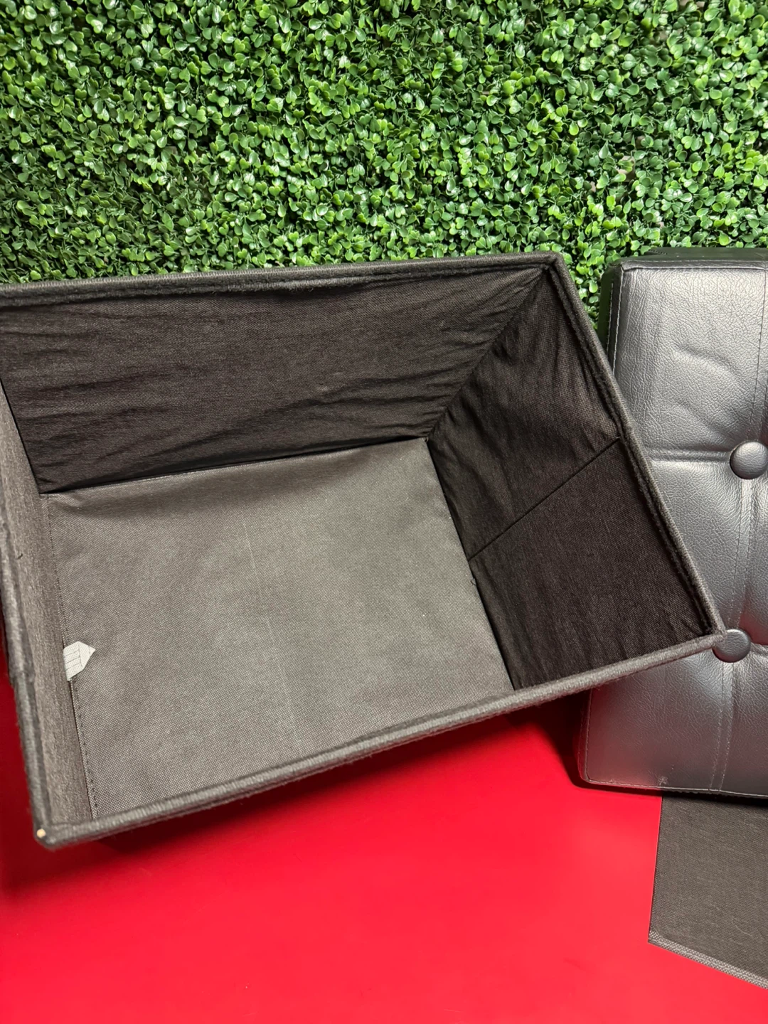Bsketa Black Faux Leather Storage Ottoman 2 Pack - photo 4