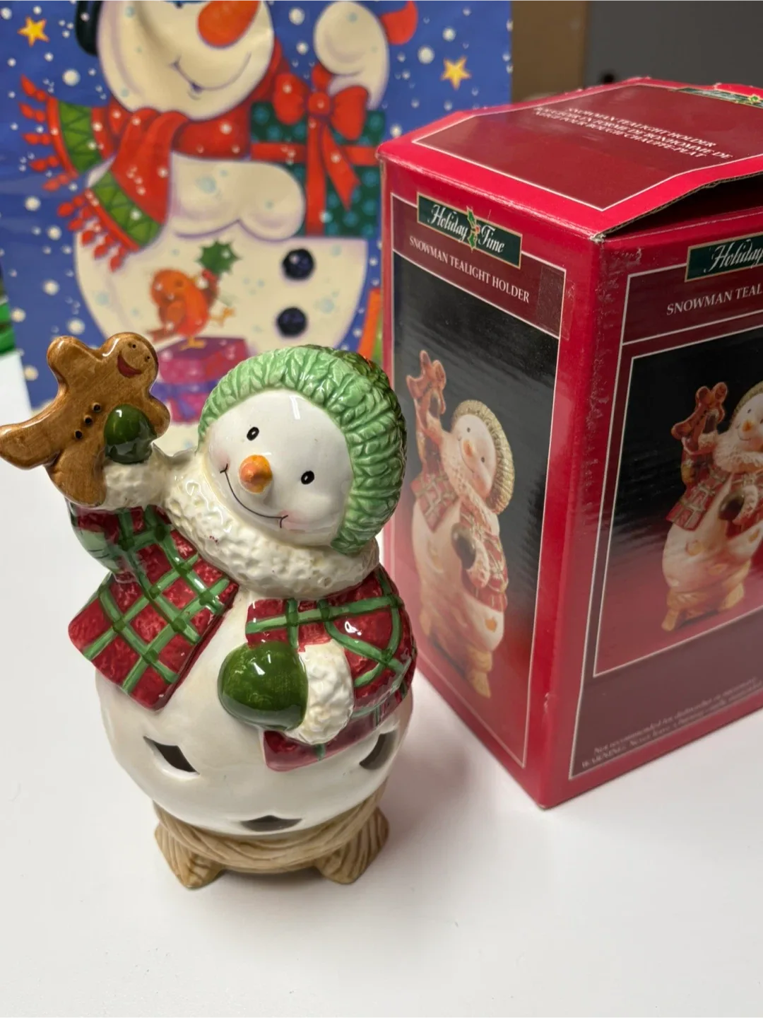 Holiday Time Snowman Tealight Holder