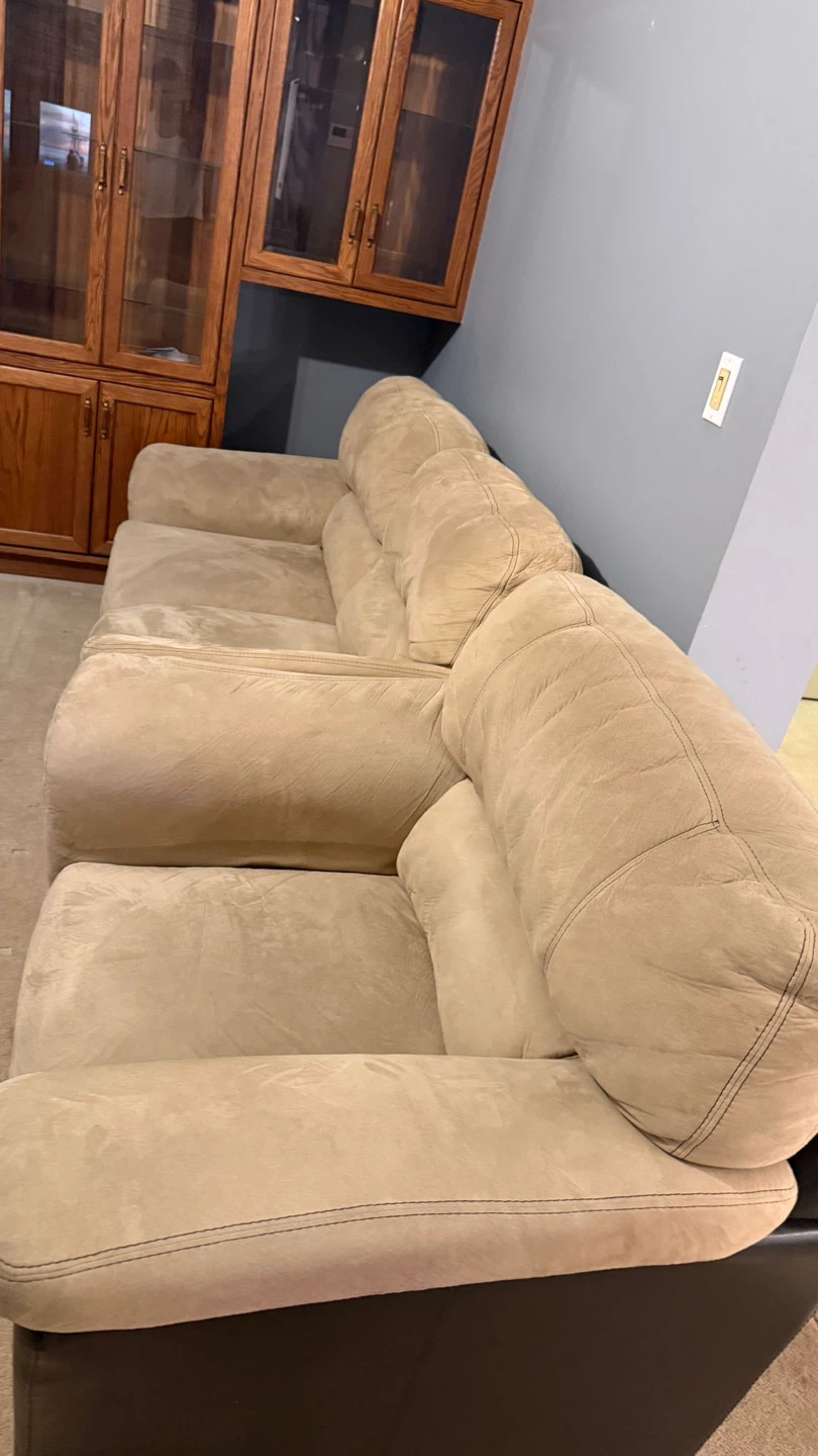 Beige Sectional Sofa with Dark Brown Base - photo 3