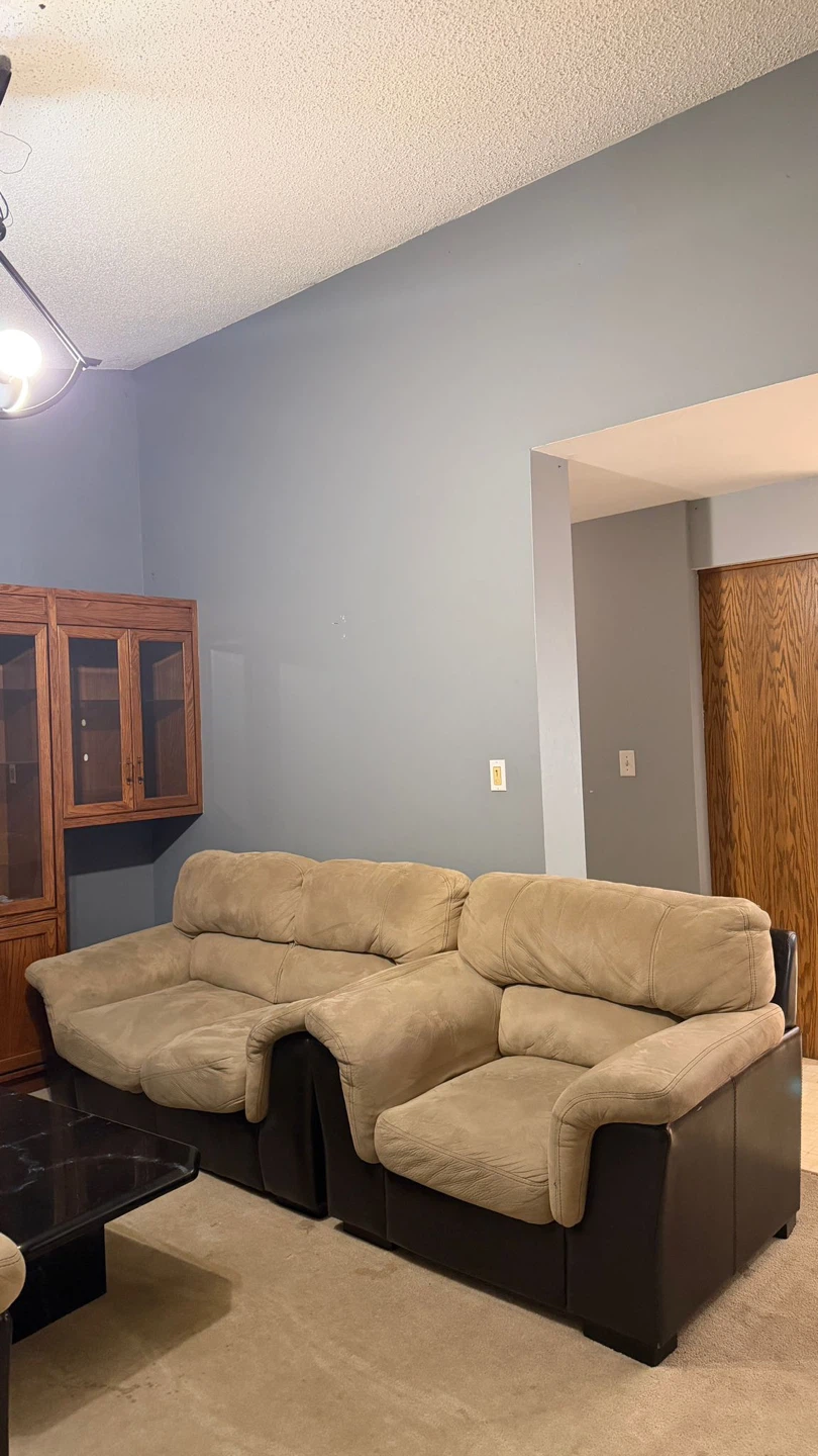 Beige Sectional Sofa with Dark Brown Base - photo 2