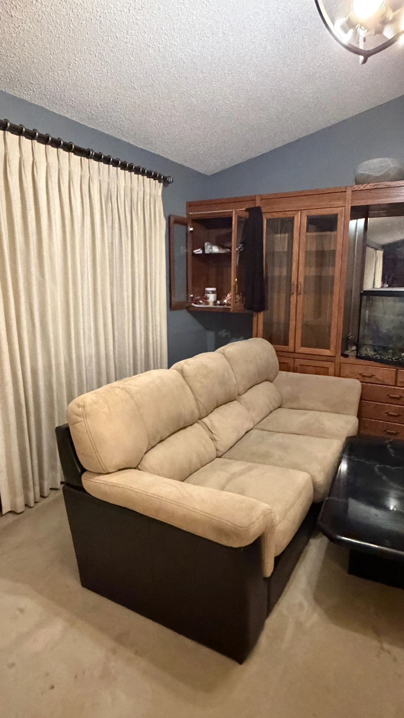 Beige Sectional Sofa with Dark Brown Base - photo 5