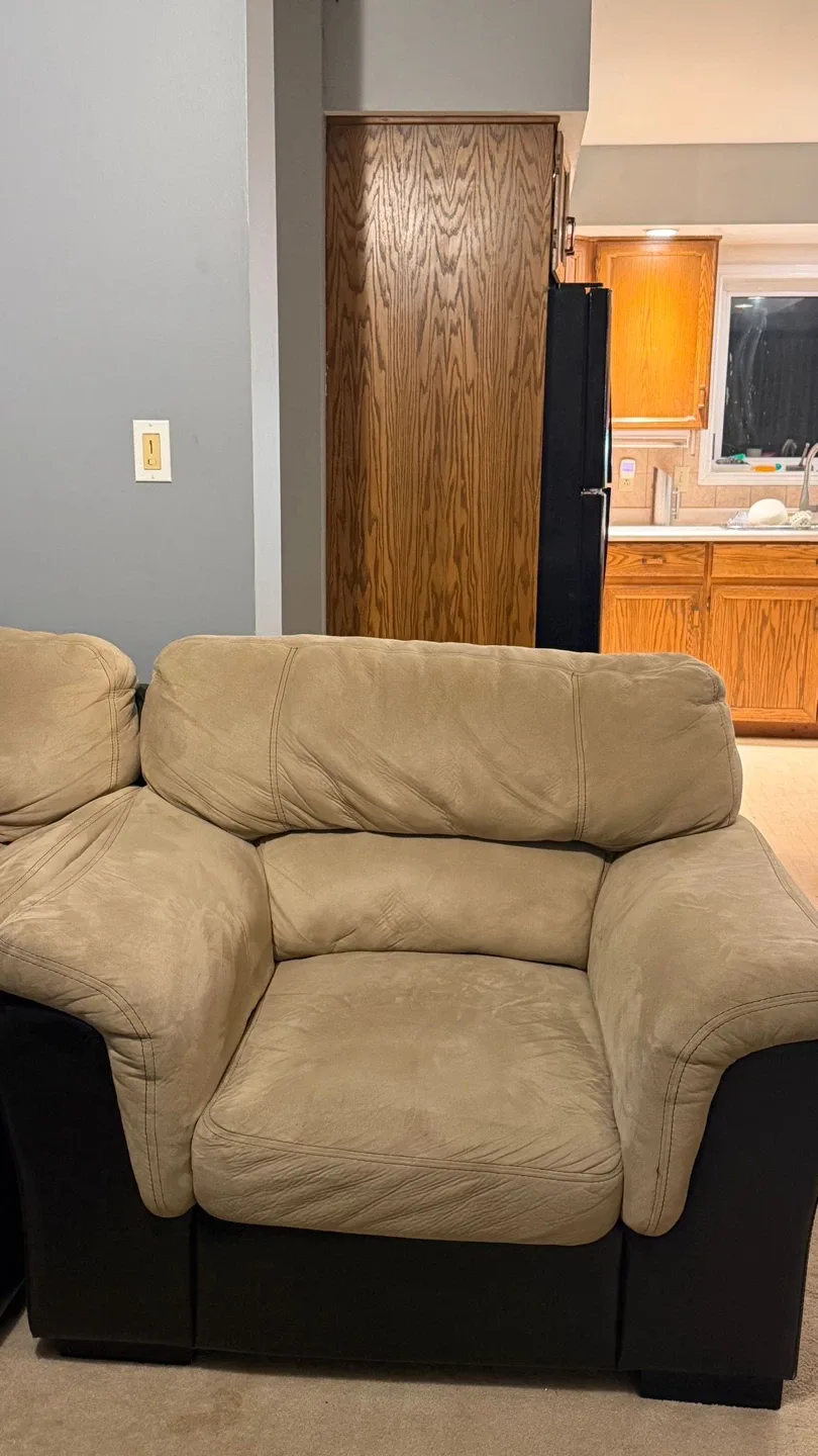 Beige Sectional Sofa with Dark Brown Base image indicator(6)