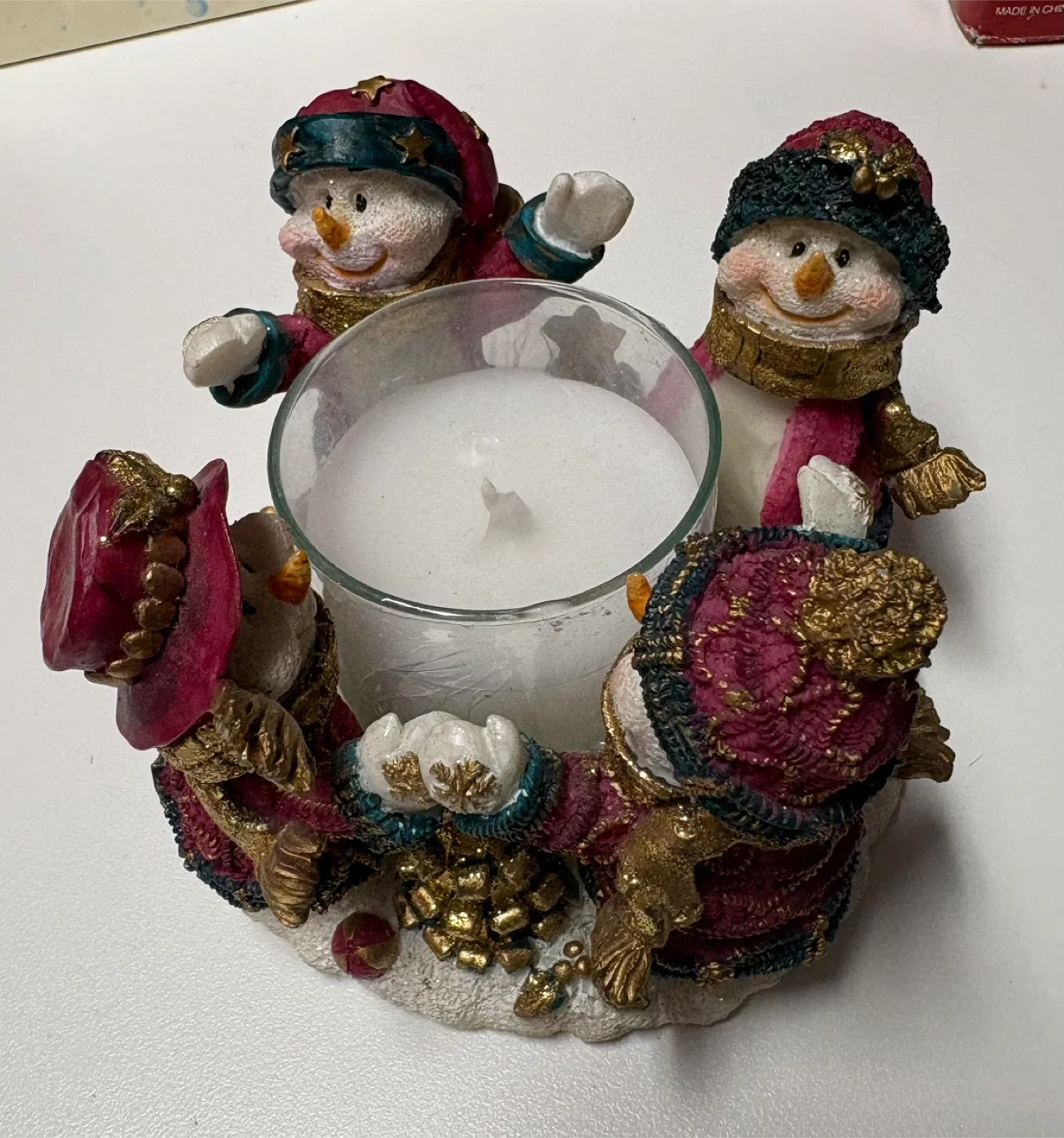 $5 for Both: Snowman Candle Holder and Figurine