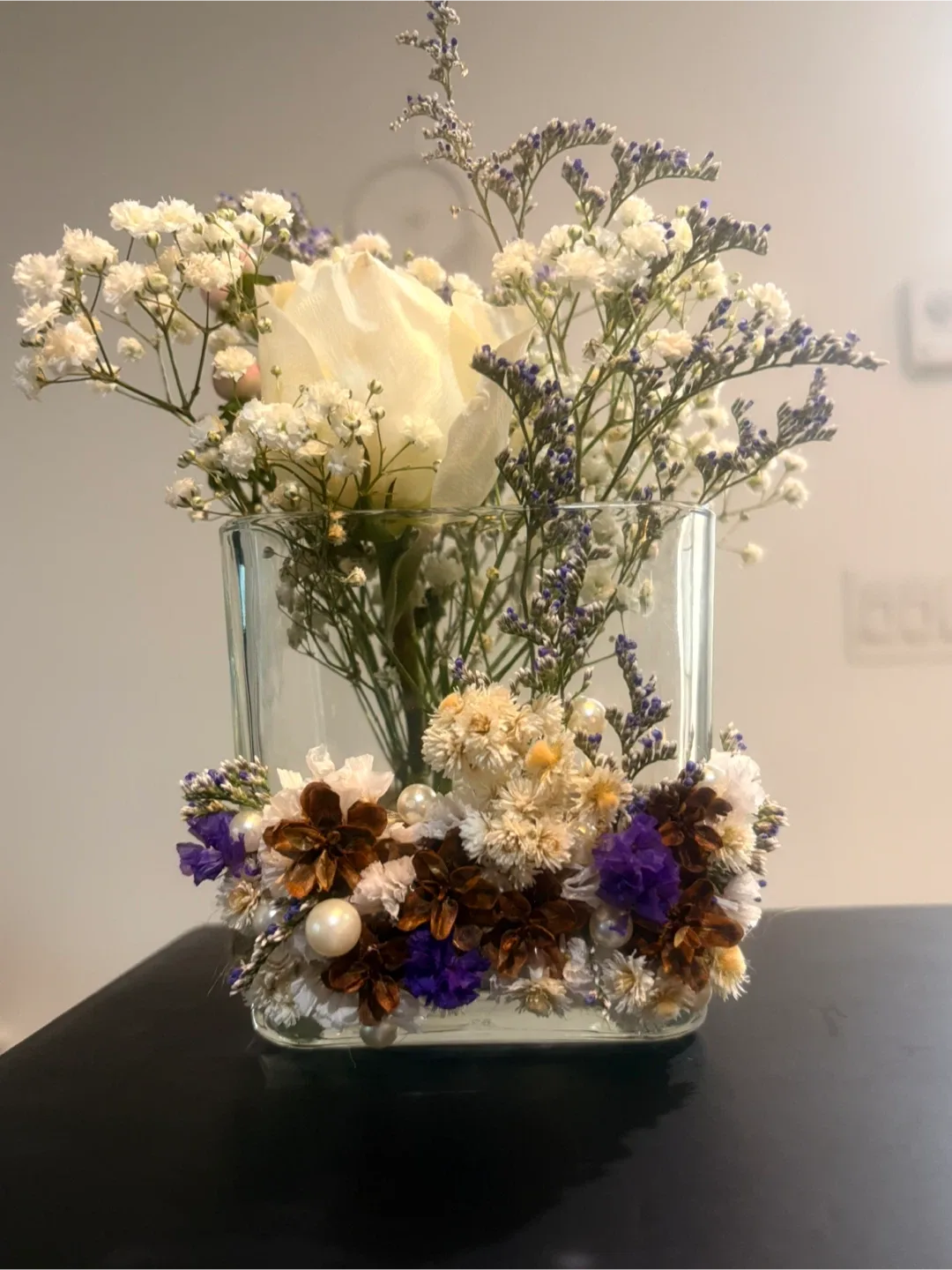 Floral Decorated Glass Vase