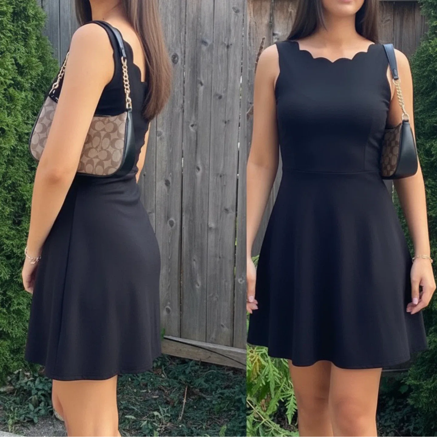 NEW Black Scalloped Neck A Line Dress (small)