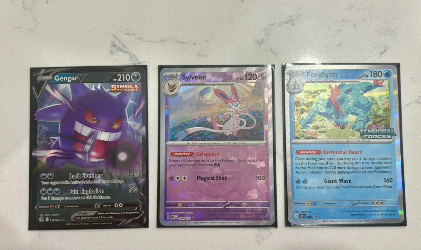 Pokemon Cards: Gengar V, Sylveon, Feraligatr