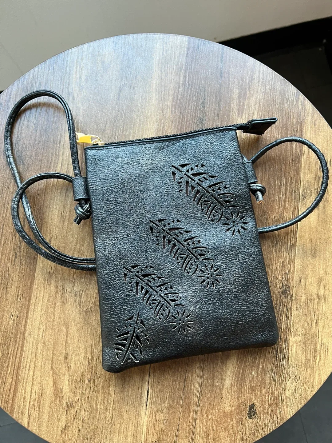 Black Leather Crossbody Errand Bag - MOVING OUT SALE ✈️