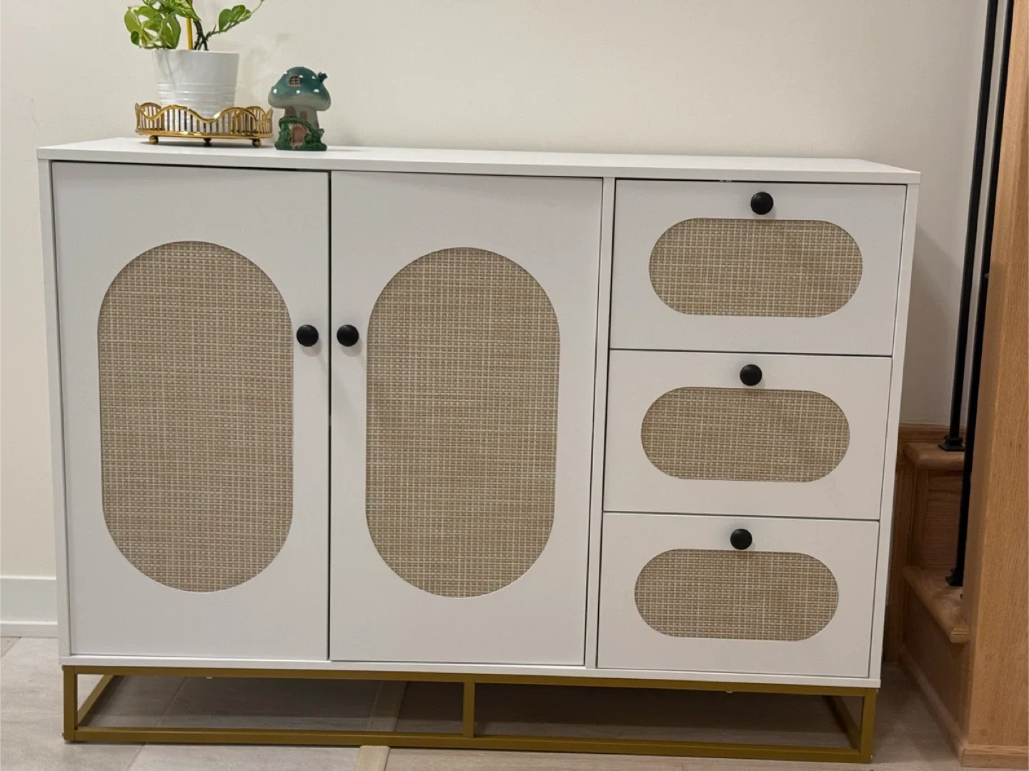White & Rattan Accent Cabinet image indicator(5)