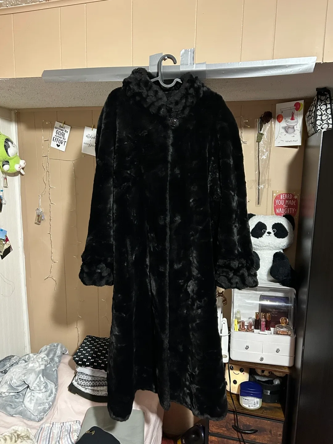 Black sexy Vintage Fur Coat