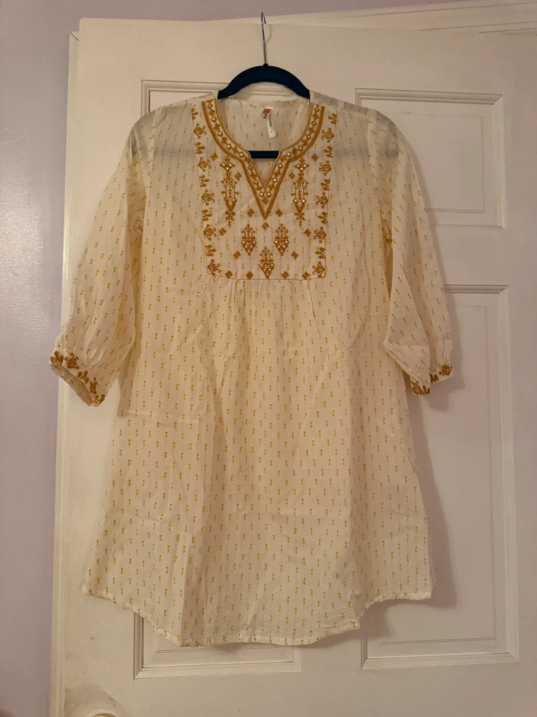 Embroidered cotton midi dress