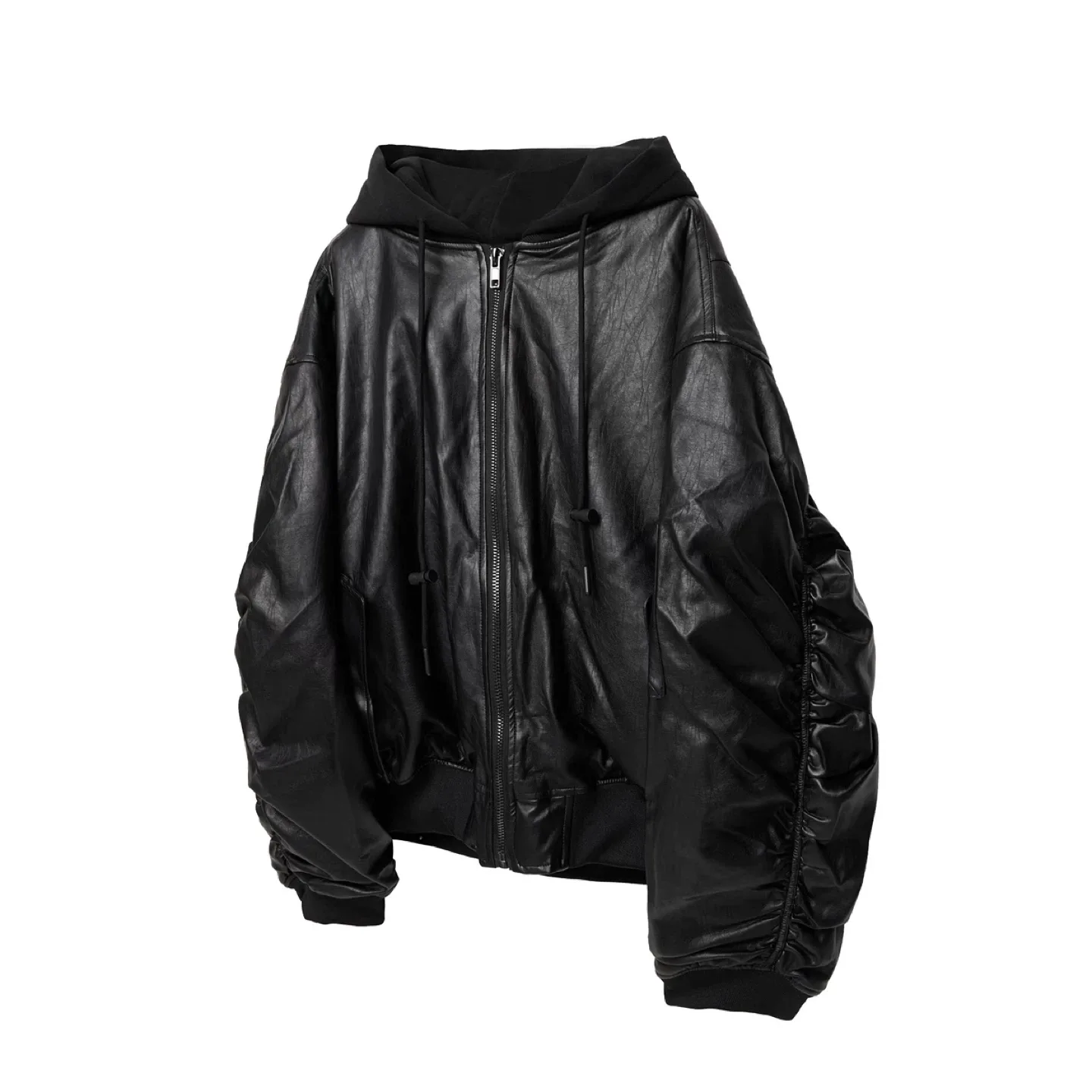 Black Leather Bomber Jacket