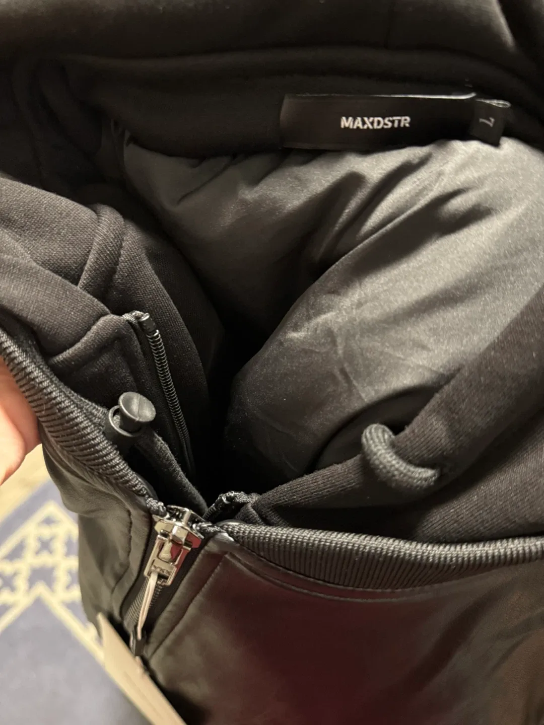 Black Leather Bomber Jacket image indicator(6)