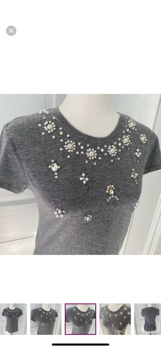Topshop Grey Embellished T-Shirt image indicator(4)