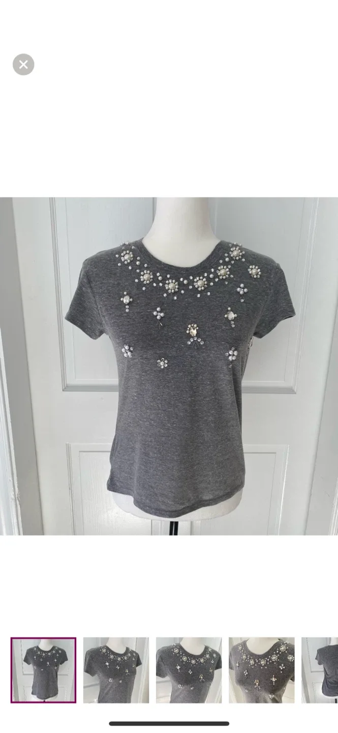 Topshop Grey Embellished T-Shirt image indicator(2)