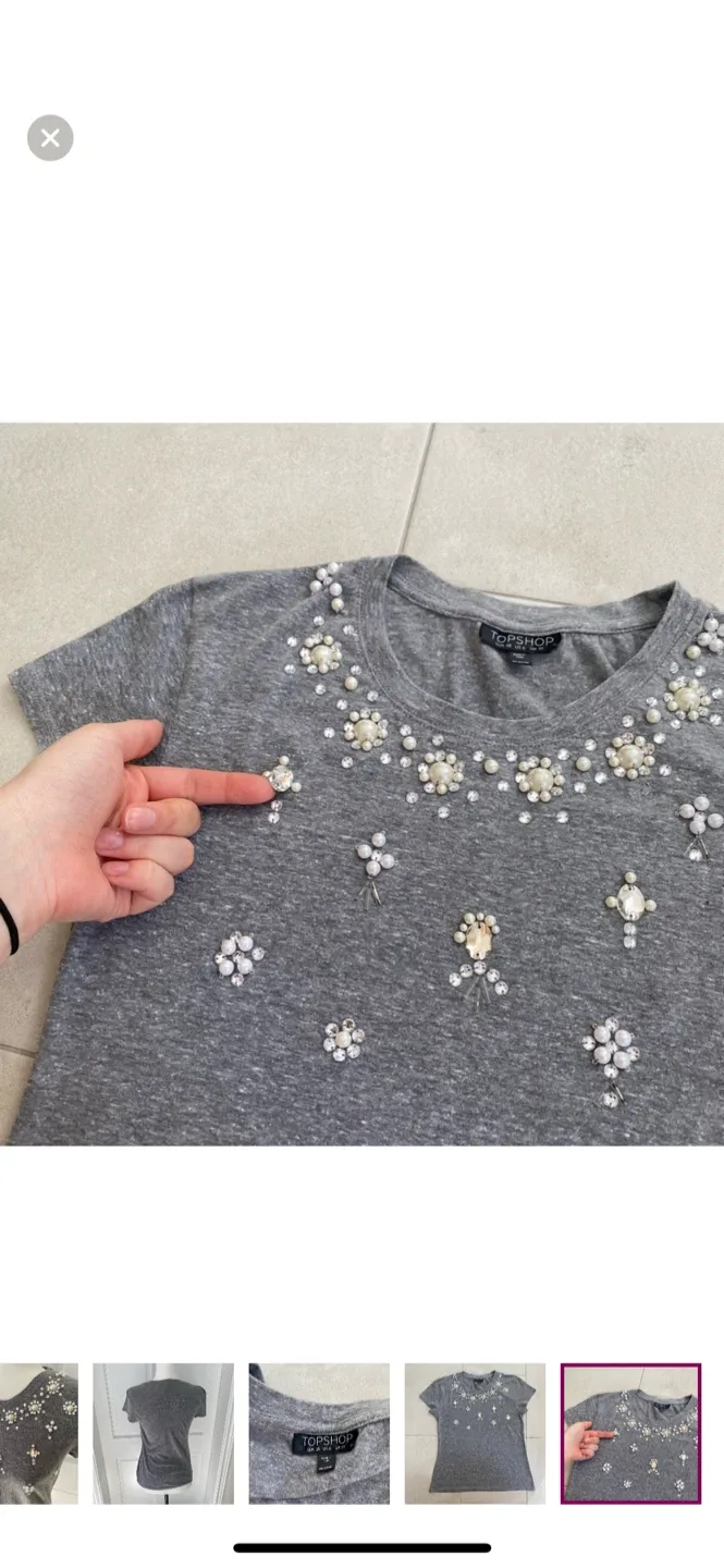 Topshop Grey Embellished T-Shirt image indicator(8)