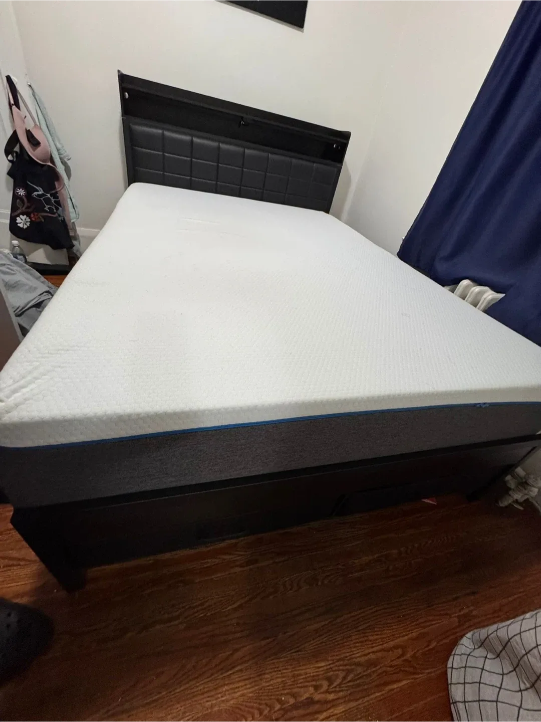 Black Bed Frame with Headboard and LED Lighting