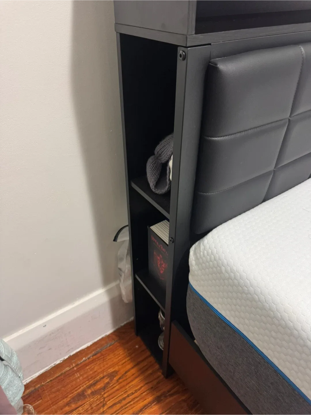 Black Bed Frame with Headboard and LED Lighting image indicator(3)