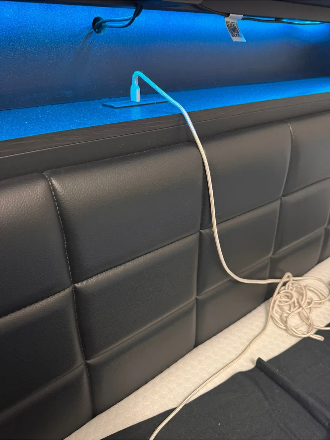 Black Bed Frame with Headboard and LED Lighting image indicator(4)