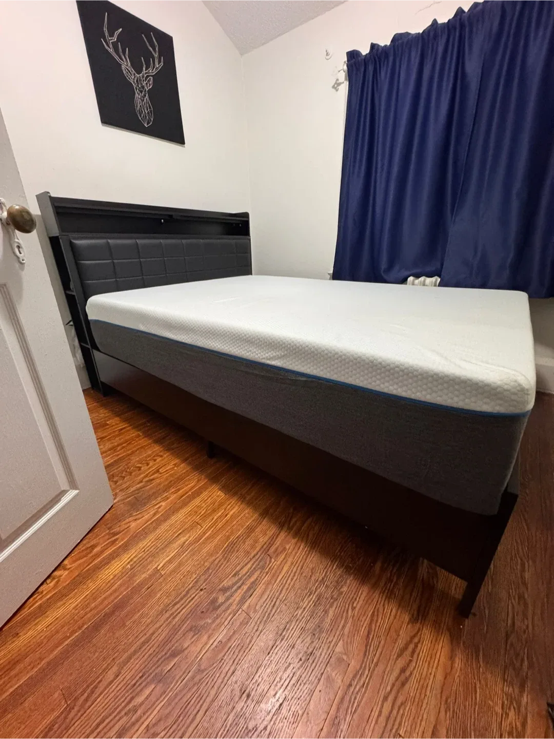 Black Bed Frame with Headboard and LED Lighting image indicator(2)