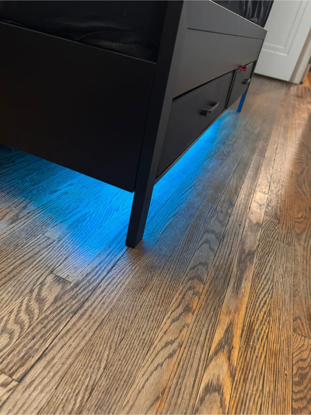 Black Bed Frame with Headboard and LED Lighting image indicator(5)