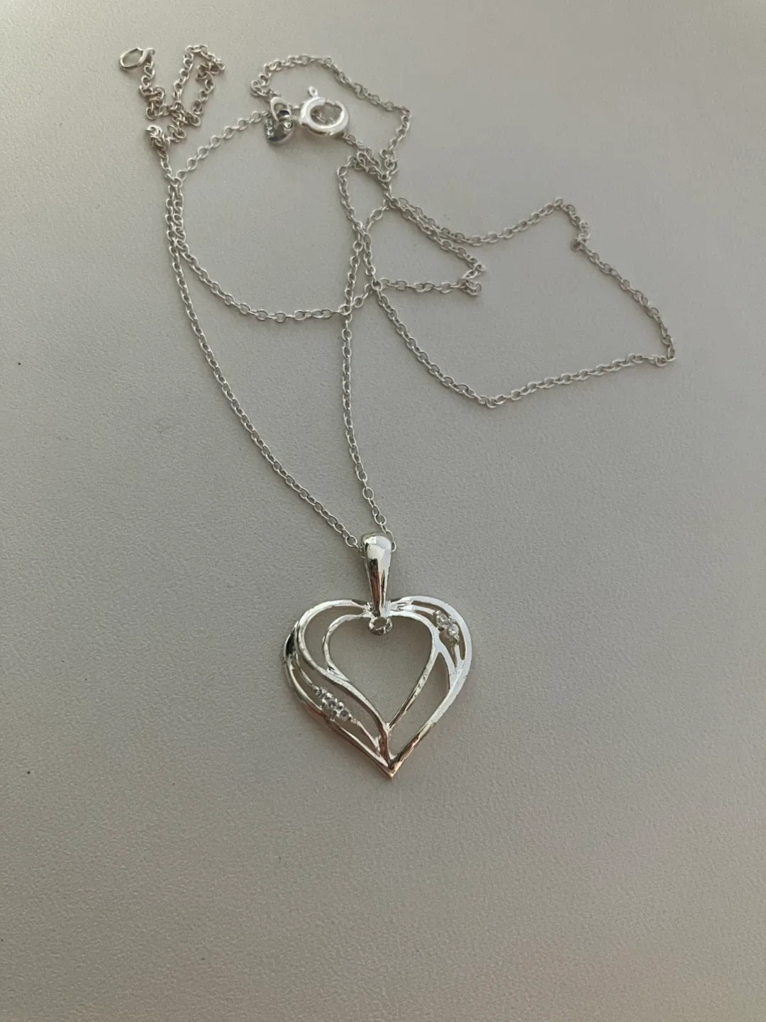 CZ Heart Pendant 925 Sterling Silver with 18" Chain image indicator(2)