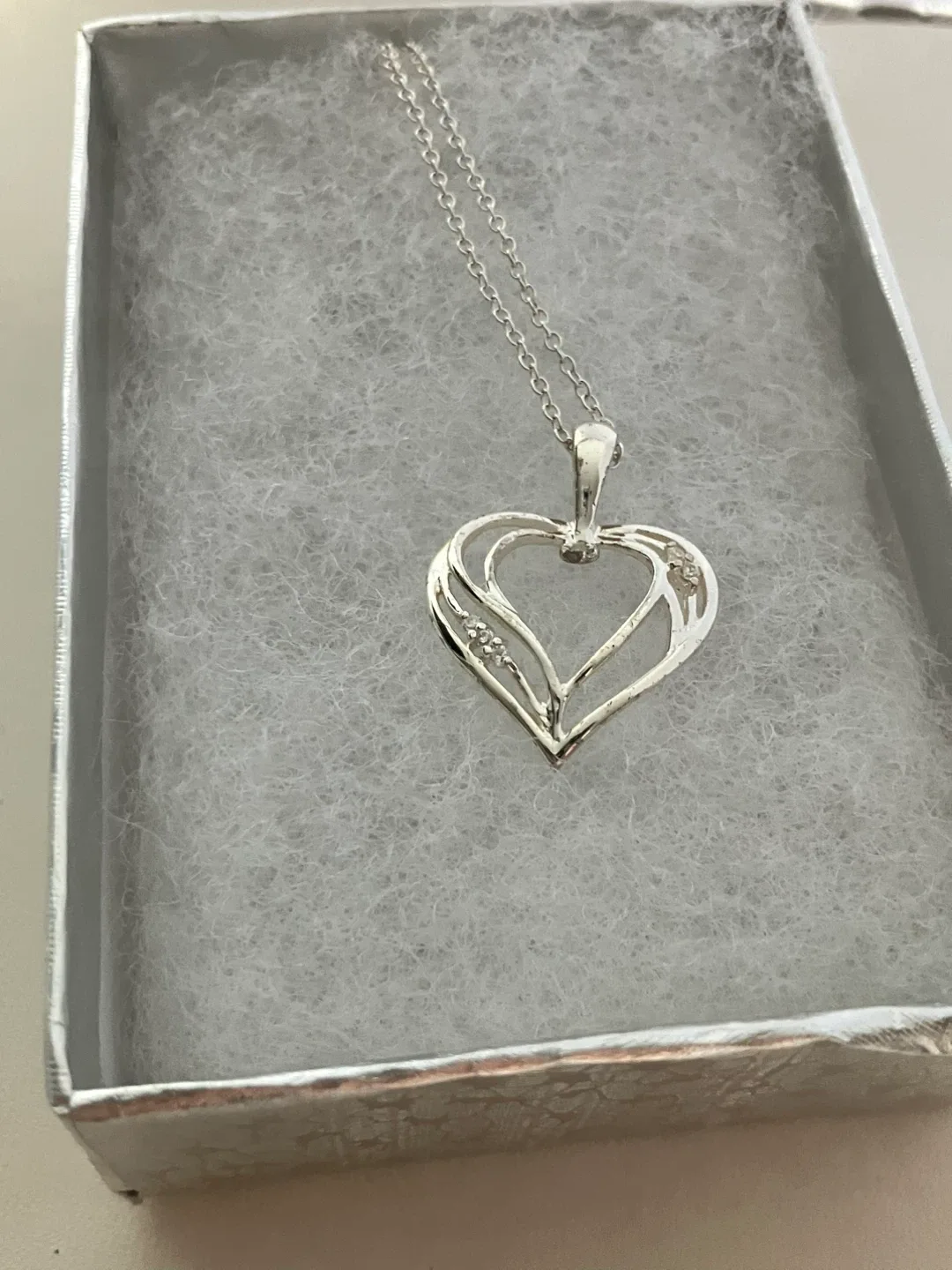 CZ Heart Pendant 925 Sterling Silver with 18" Chain