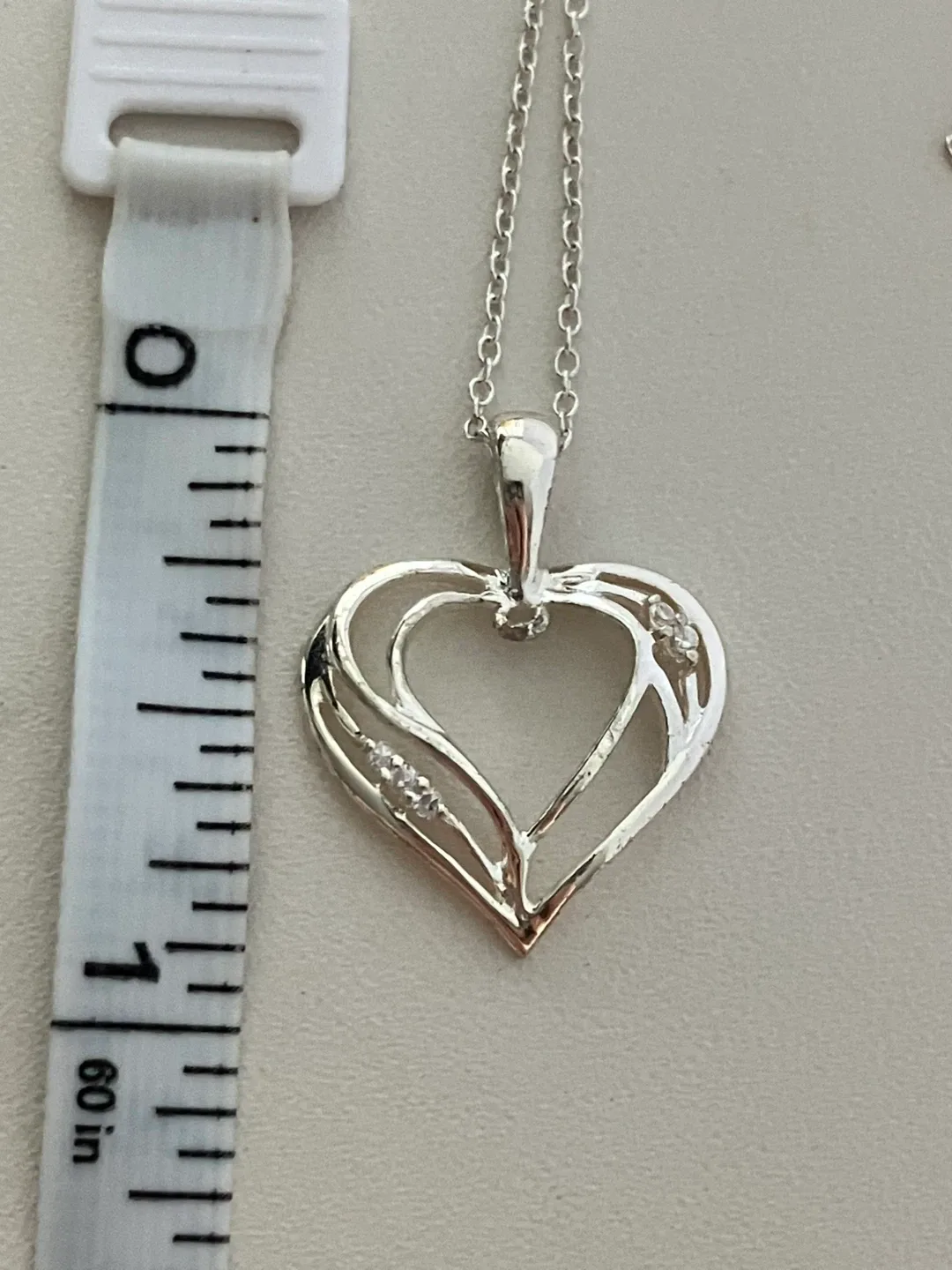 CZ Heart Pendant 925 Sterling Silver with 18" Chain image indicator(4)