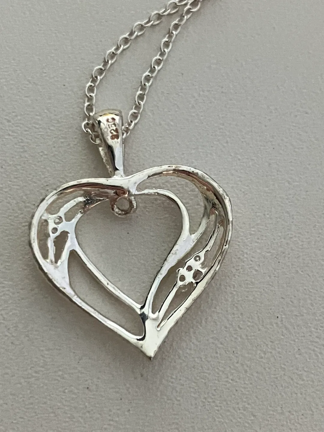 CZ Heart Pendant 925 Sterling Silver with 18" Chain image indicator(5)