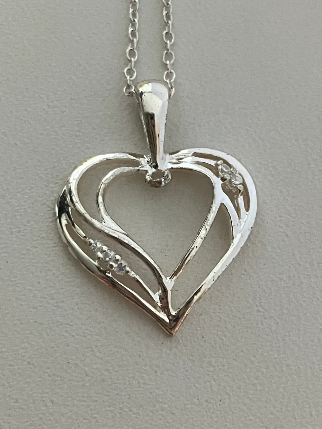 CZ Heart Pendant 925 Sterling Silver with 18" Chain image indicator(3)