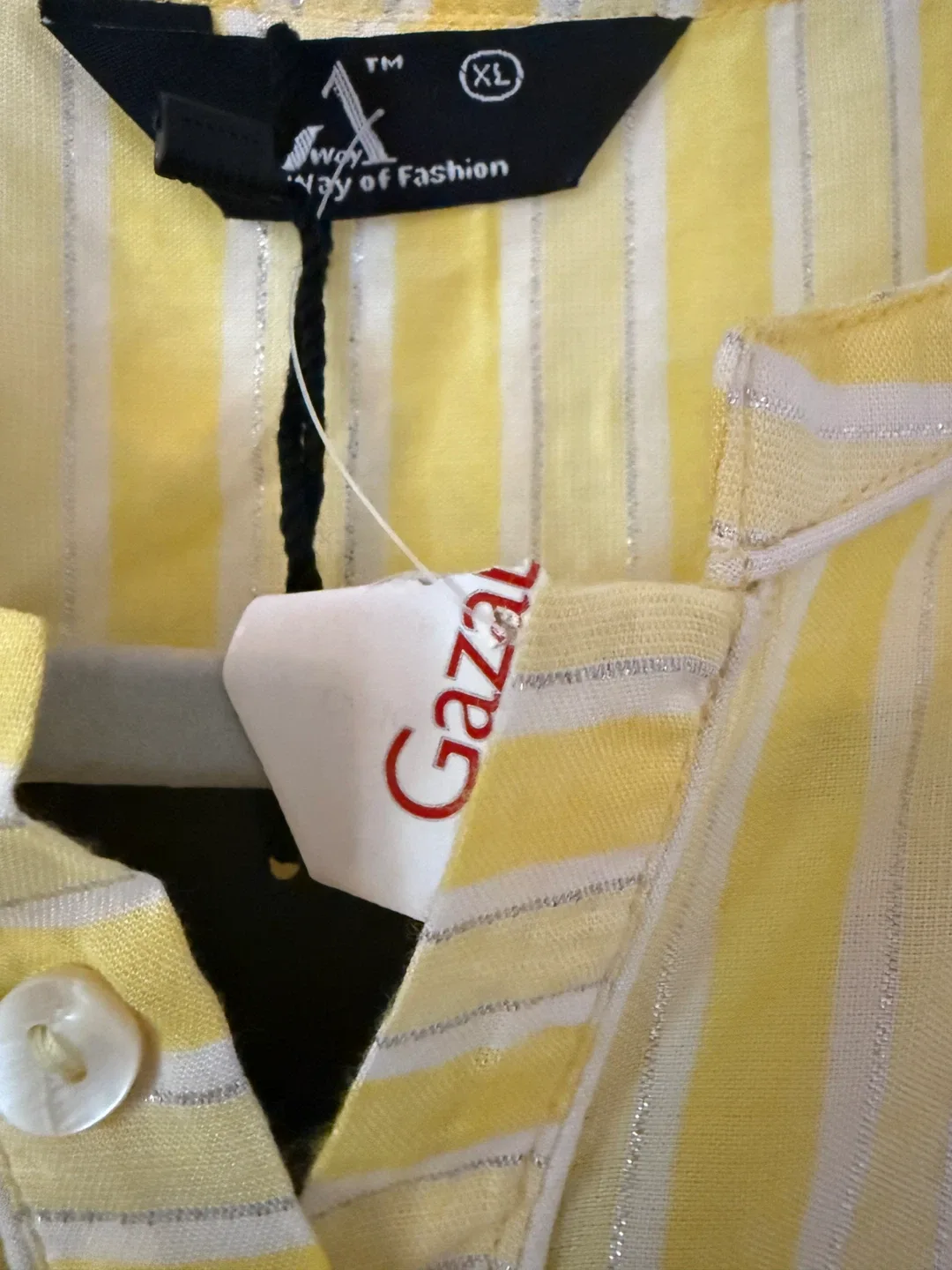 Way of Fashion Kurta dress- Yellow, Striped, Size XL image indicator(3)