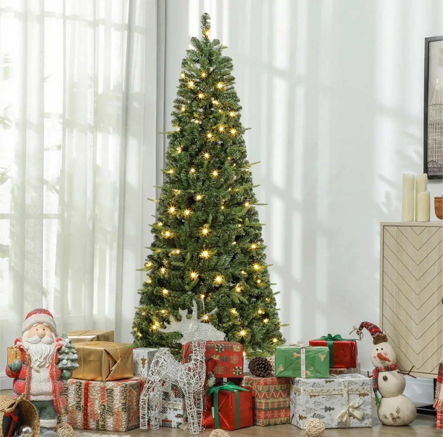 Brand New 7.5’ft High 35” wide Pre-lit Pop Up Christmas Tree