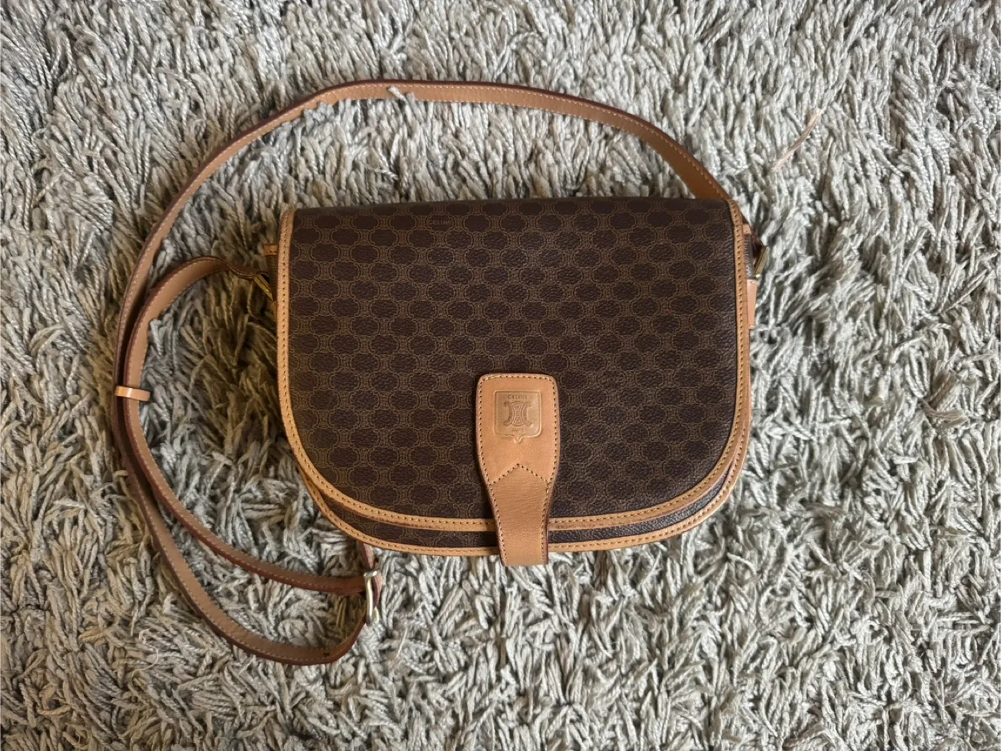 Celine Macadam Brown Shoulder Bag