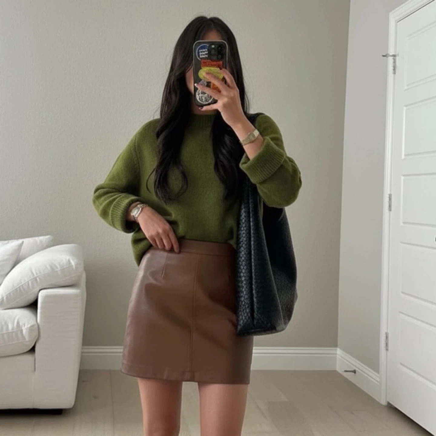 RW&CO. Brown Faux Leather Mini Skirt - Size 2