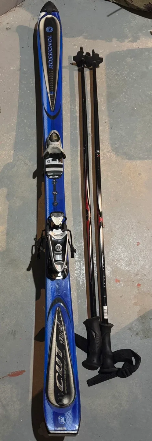 Rossignol CUT 10.5 Skis, Poles & Saphir Ski Boots