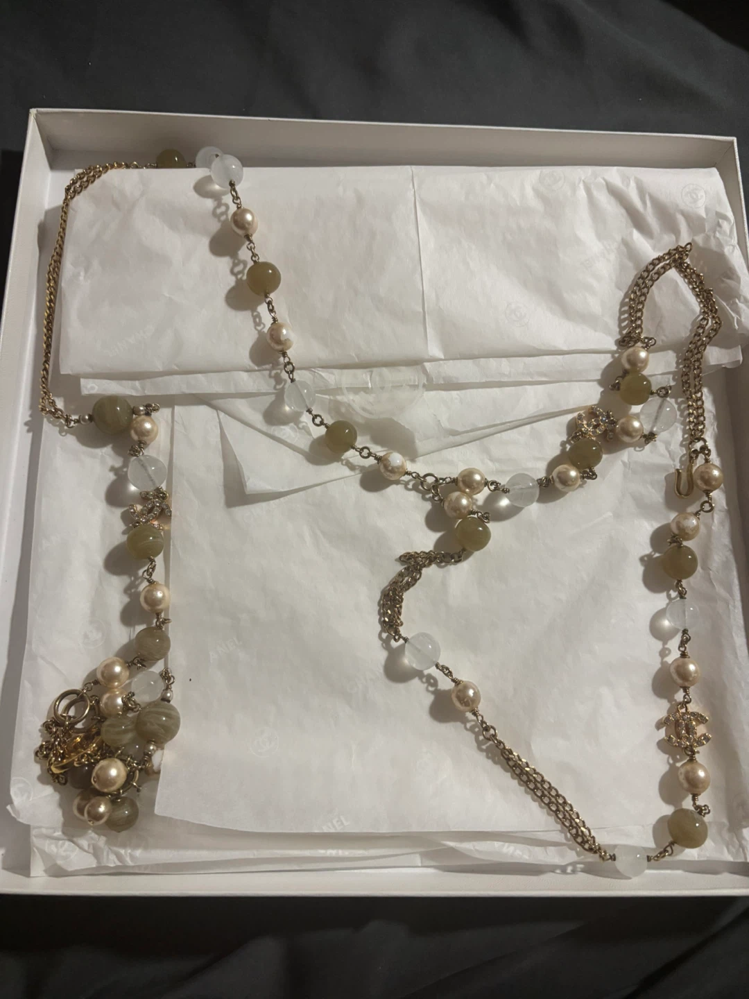 Chanel Gold Tone Beaded Chain Necklace - photo 4