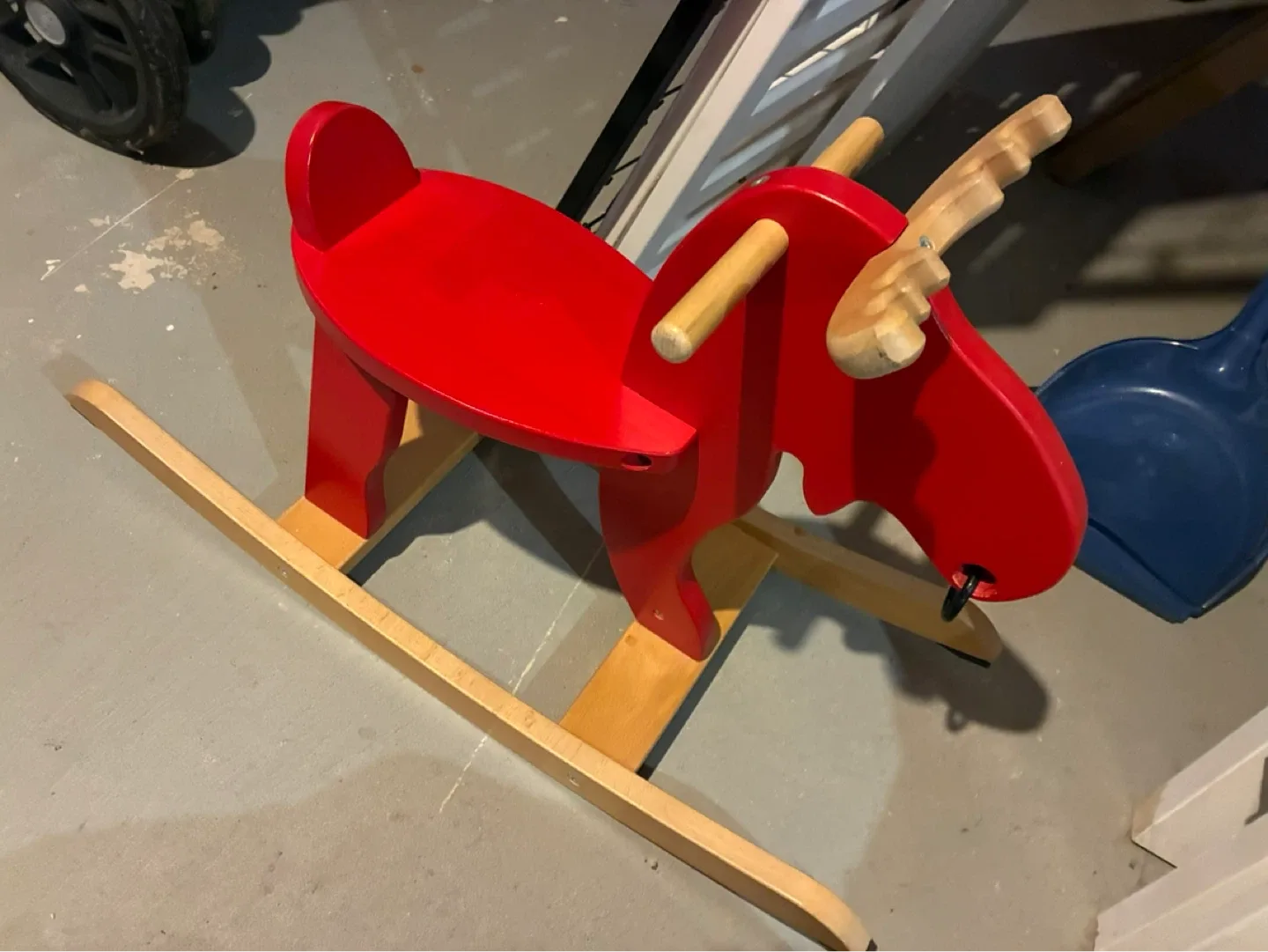 Red Wooden Moose Rocking Horse