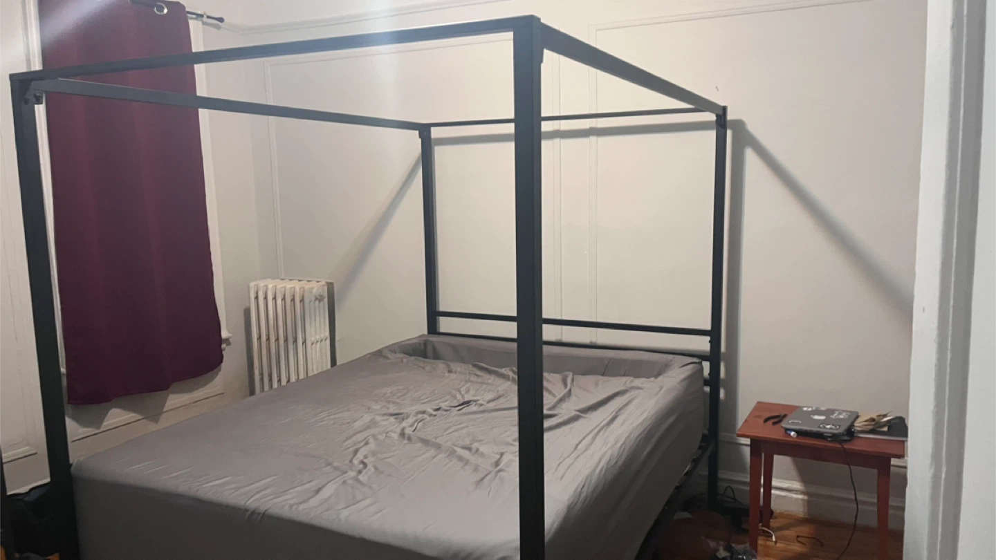 Queen Size Black Metal Canopy Bed Frame - photo 2