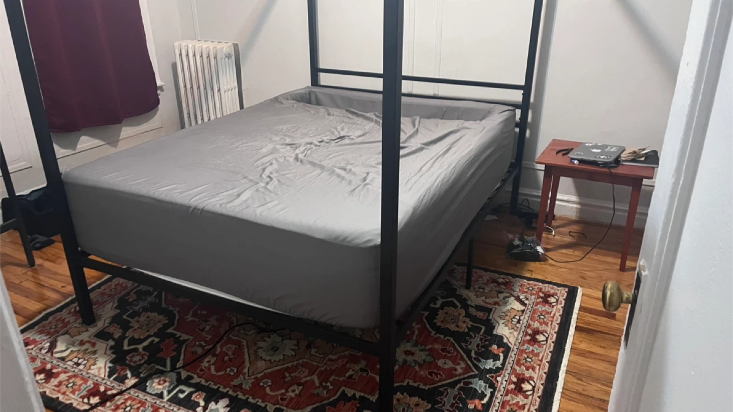 Queen Size Black Metal Canopy Bed Frame