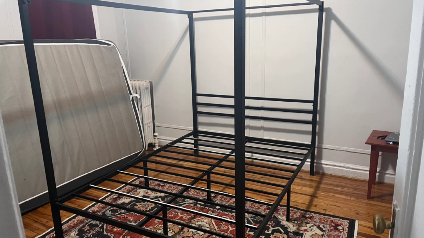 Queen Size Black Metal Canopy Bed Frame - photo 3