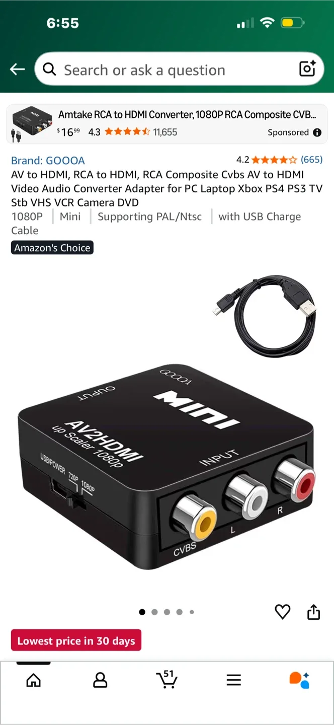 GOOOA Mini AV2HDMI Up Scaler 1080P