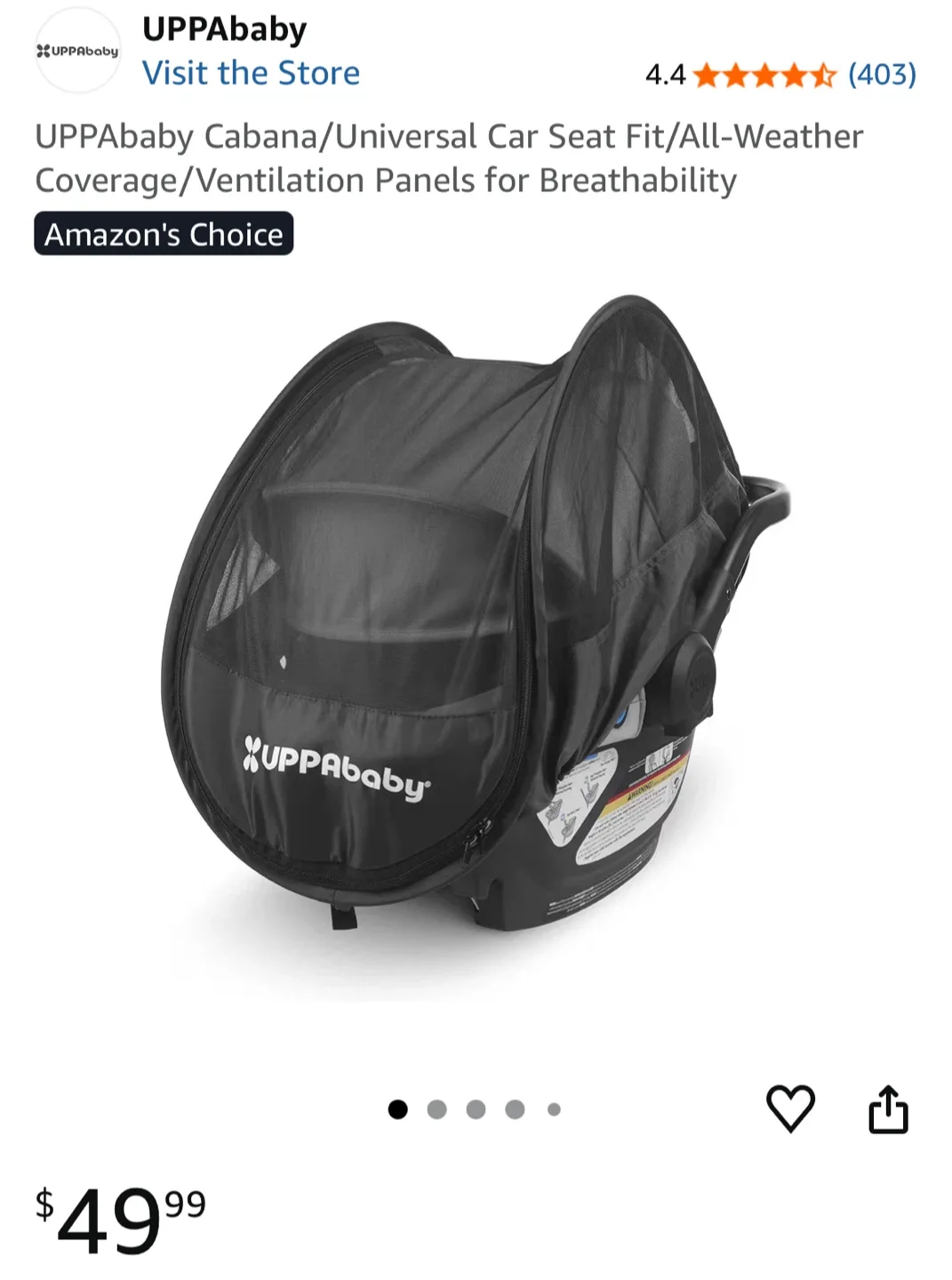 UPPAbaby Cabana Universal Car Seat Cover - Black image indicator(2)