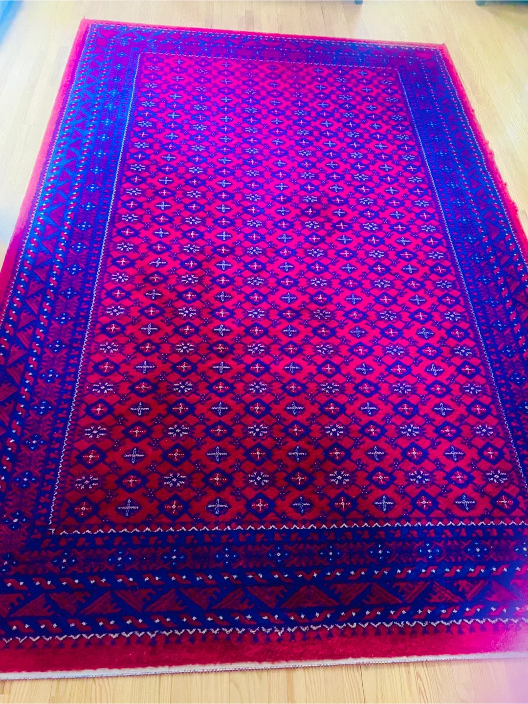 Red & Blue Patterned Rug