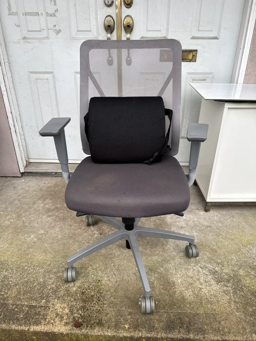 Grey Office Chair with Lumbar Support