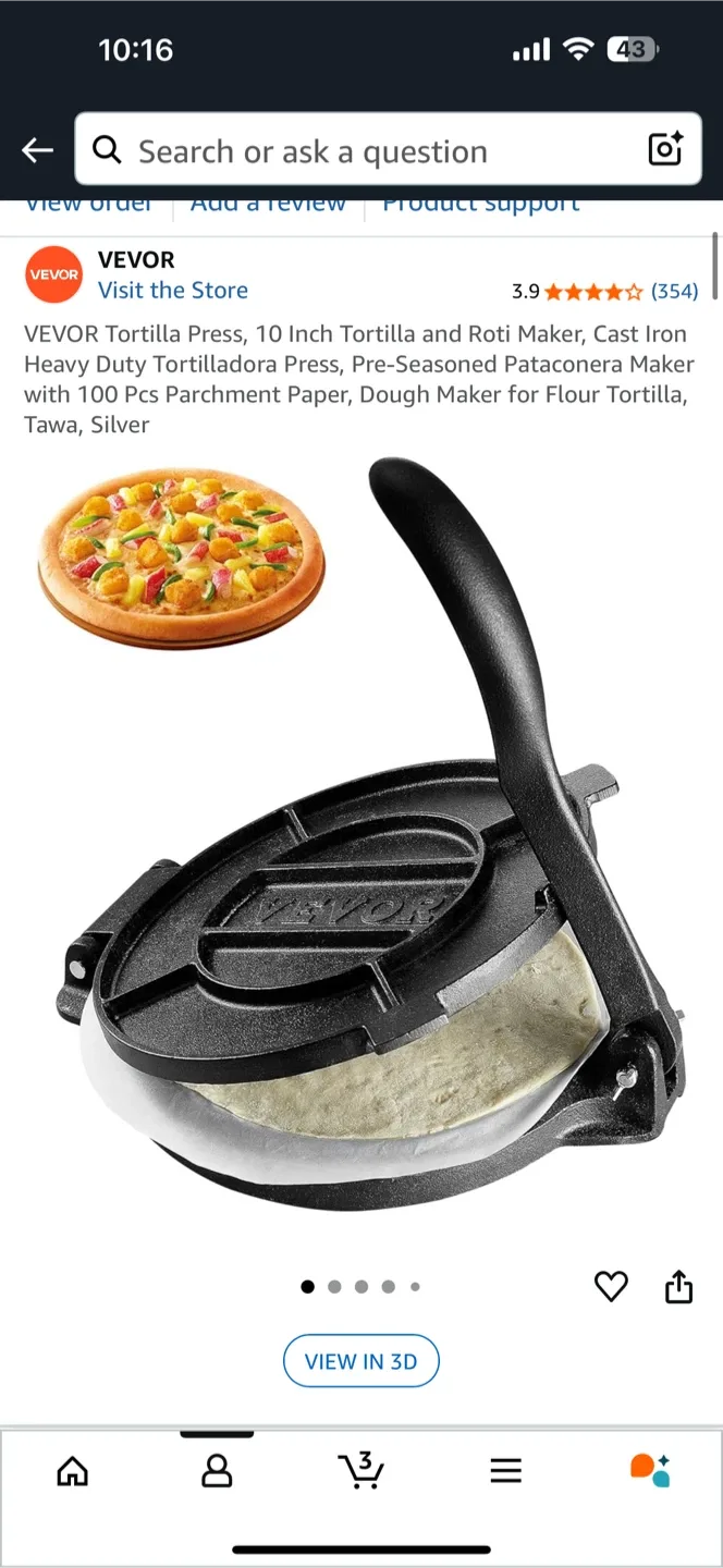 VEVOR 10 Inch Tortilla Press - Cast Iron image indicator(3)