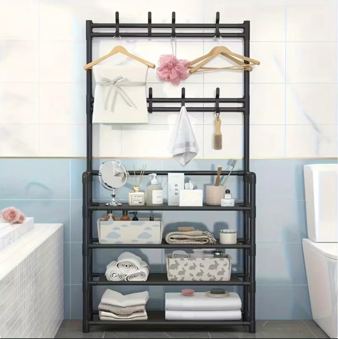 4-Tier Coat and Shoe Rack, Shoe Rack with Coat Hanger,