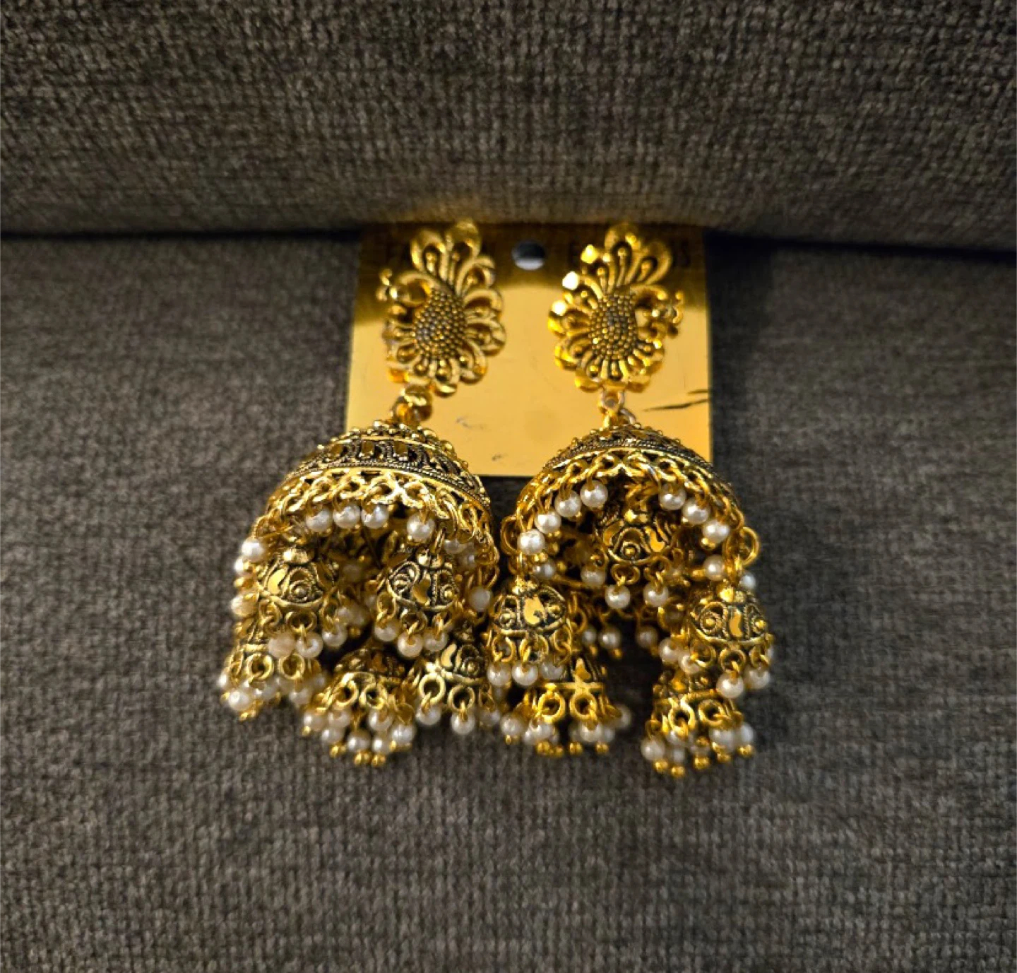 Gold Jhumka Earrings - photo 2