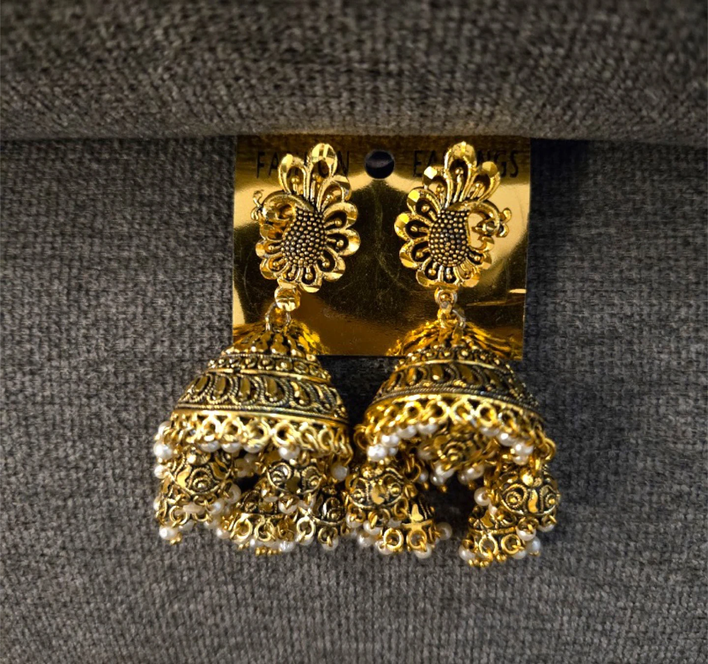 Gold Jhumka Earrings