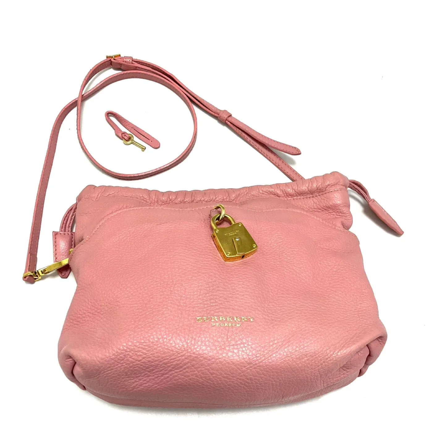 Burberry Pink Leather Drawstring Bucket Bag
