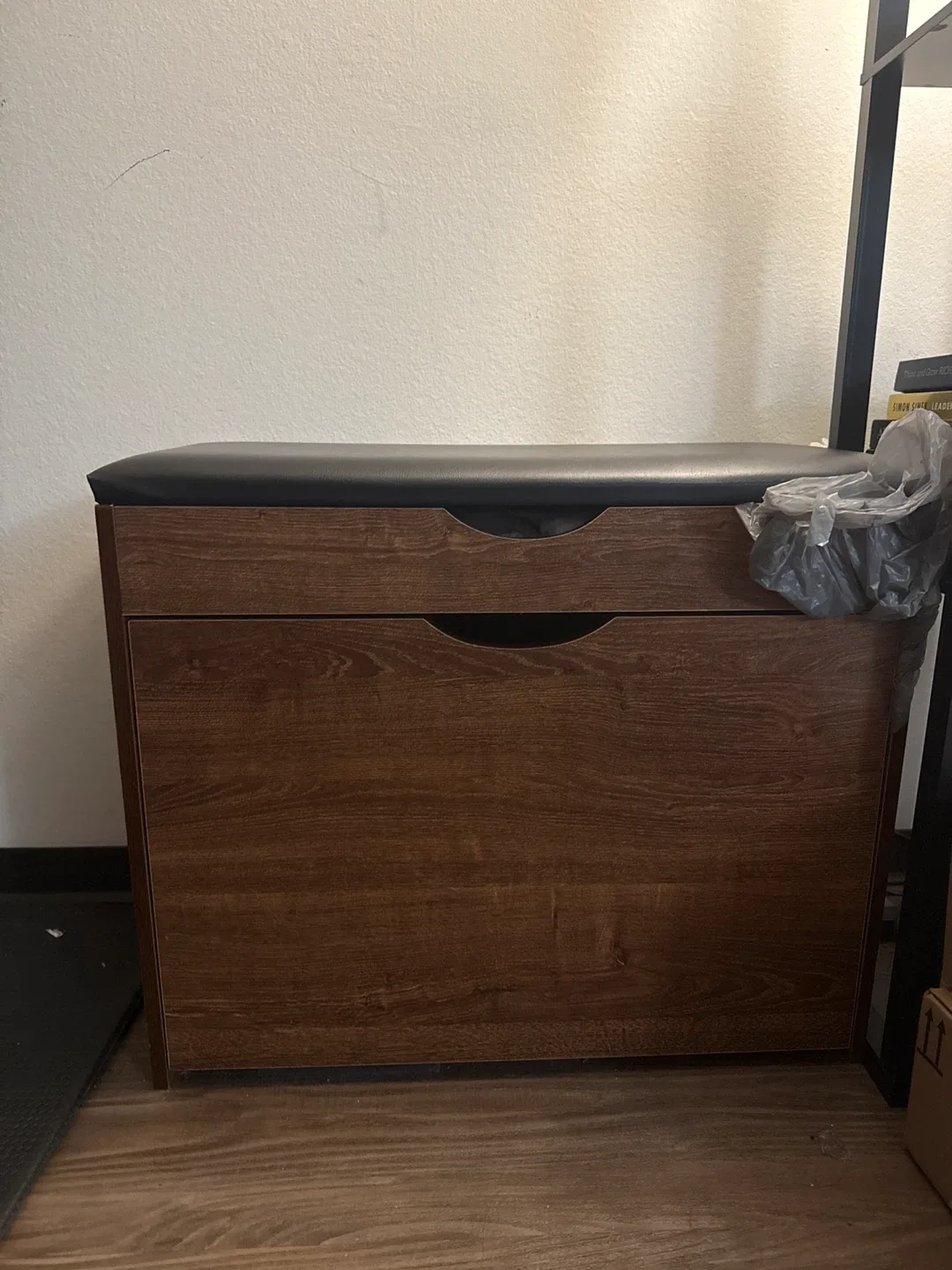Storage Bench with Faux Leather Seat